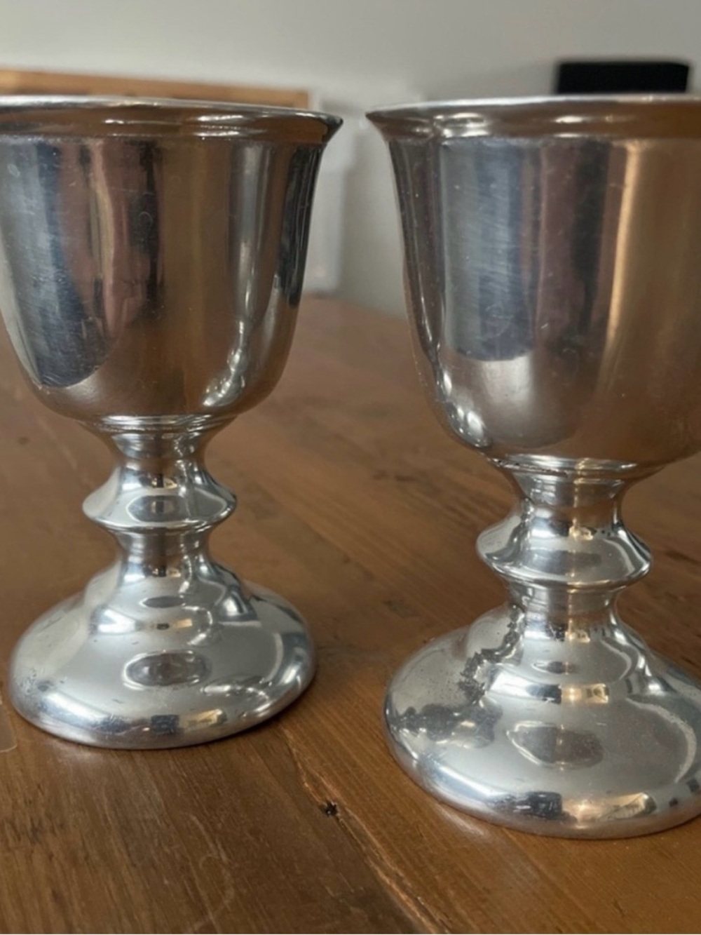 Set of Two Pewter wine goblets